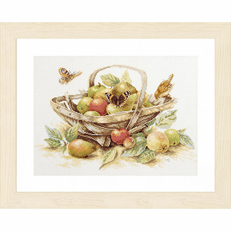 Lanarte Borduurpakket telpatroon Mand met appels  ca. 39 x 29 cm