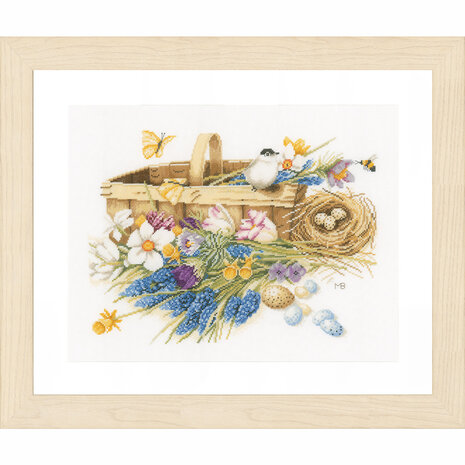 Lanarte Borduurpakket telpatroon Mand met lentebloemen  ca. 39 x 32 cm