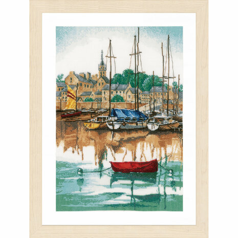 Lanarte Borduurpakket telpatroon Jachthaven bij zonsopgang ca. 31 x 43 cm