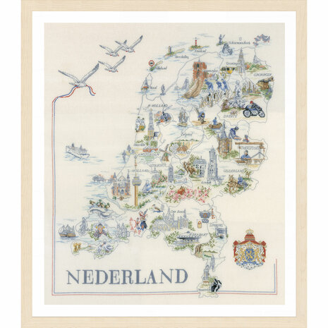 Lanarte Borduurpakket telpatroon Kaart van Nederland ca. 66 x 69 cm