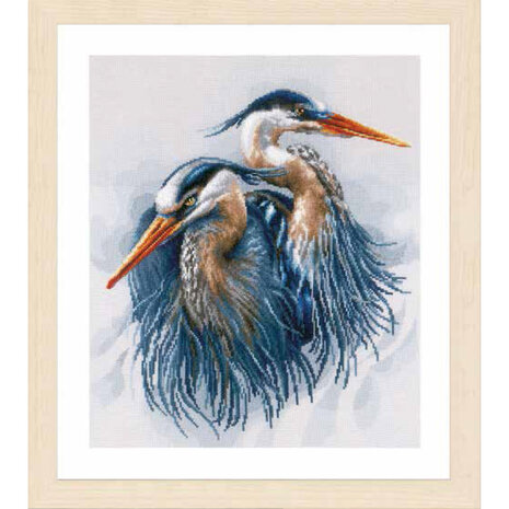 Lanarte Borduurpakket telpatroon Grote blauwe reigers ca. 36 x 43 cm