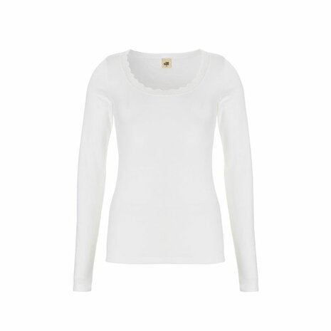 ten Cate Luxe Dames T-Shirt Lange mouw met kant - Snow White