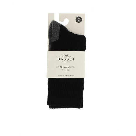 1-paar Basset Unisex Socks Merino Outdoor - Zwart