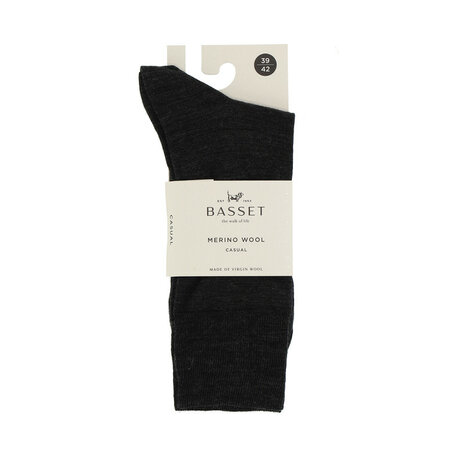 1-paar Basset Unisex Socks Merino Casual - Antraciet