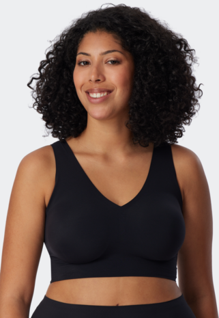 Schiesser Invisible Soft Bustier brede band met pads - Zwart