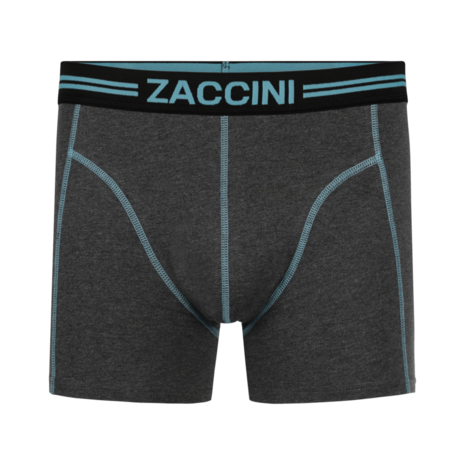 Zaccini Heren Boxershort Mid Grey Aqua Contrast Band