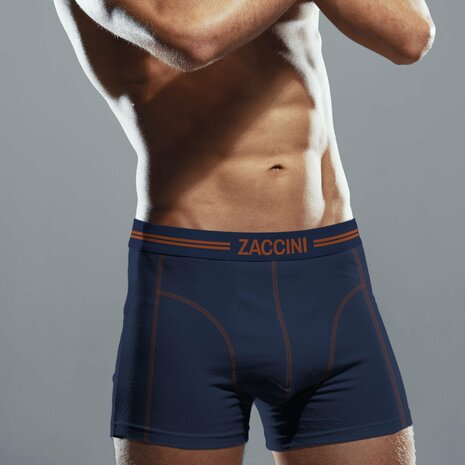 Zaccini Heren Boxershort Navy Orange Contrast Band