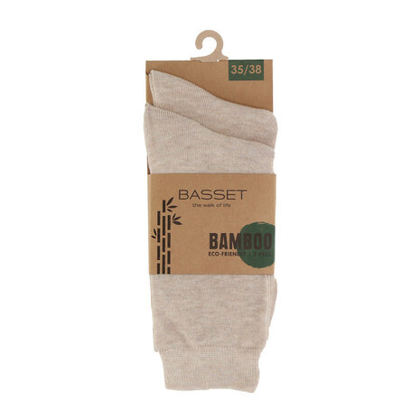 Basset Dames en Heren Bamboo sokken beige-2 pack