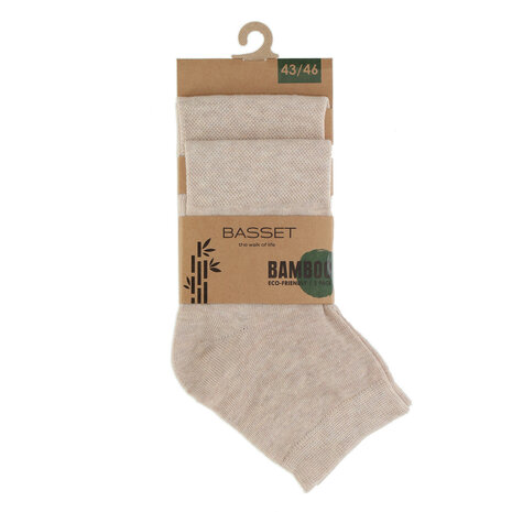 Basset Dames en Heren Bamboo sokken  Quarters beige-2 pack