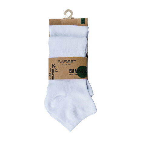 Basset Dames en Heren Bamboo sokken Quarters wit-2 pack