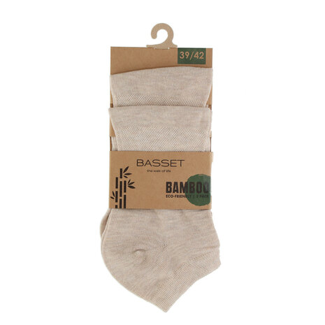 Basset Dames en Heren Bamboo sokken sneakers beige-2 pack