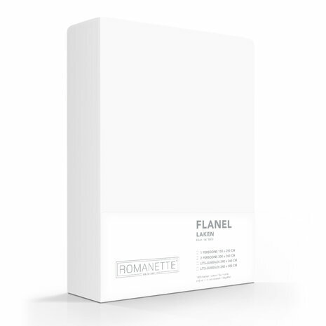 Romanette Flanellen Laken 200x260 Wit