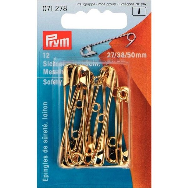 Prym Veiligheidsspelden assortiment 27-38-50mm goud-12 stuks