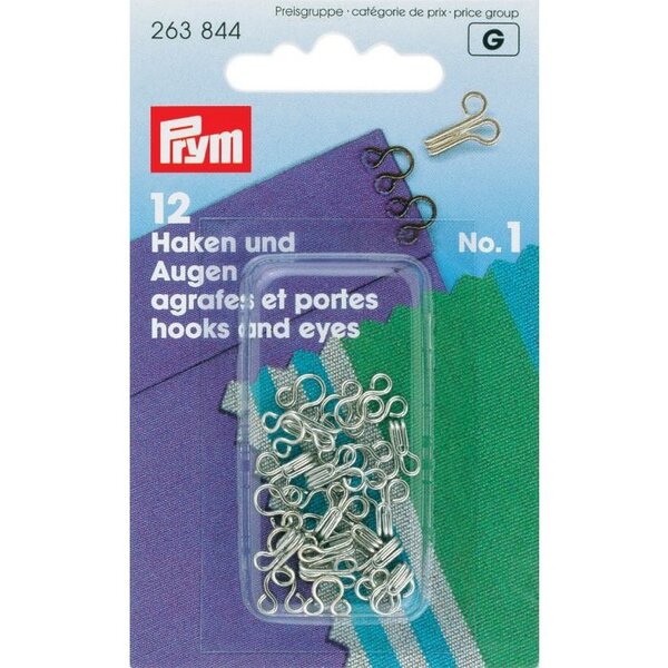 Prym Haken en ogen Messing Zilverkleurig No. 1