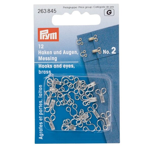 Prym Haken en ogen Messing Zilverkleurig No. 2