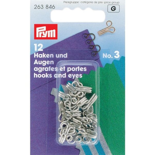 Prym Haken en ogen Messing Zilverkleurig No. 3