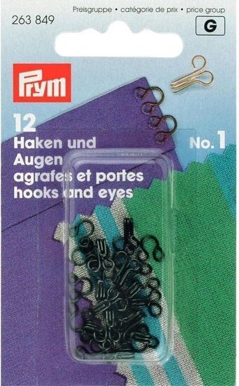 Prym Haken en ogen Messing Zwart No. 1
