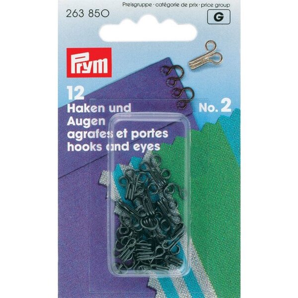 Prym Haken en ogen Messing Zwart No. 2