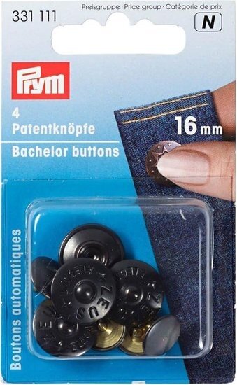 Vrijgezellenknopen Zeus - 16 mm zwart