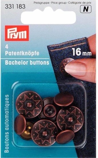 Vrijgezellenknopen Octa - 16 mm oudkoper