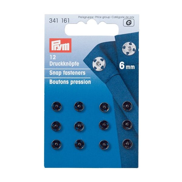 Prym opnaaidrukknoop zwart 6mm-12stuks