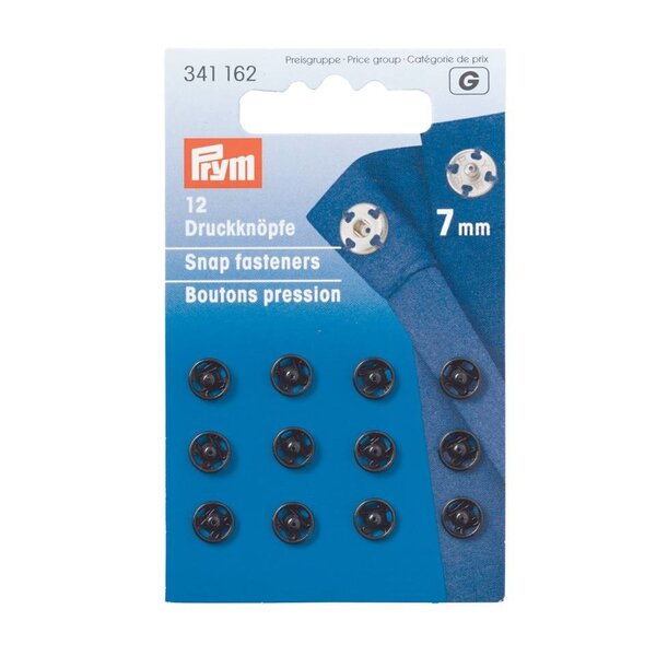 Prym opnaaidrukknoop zwart 7mm-12stuks