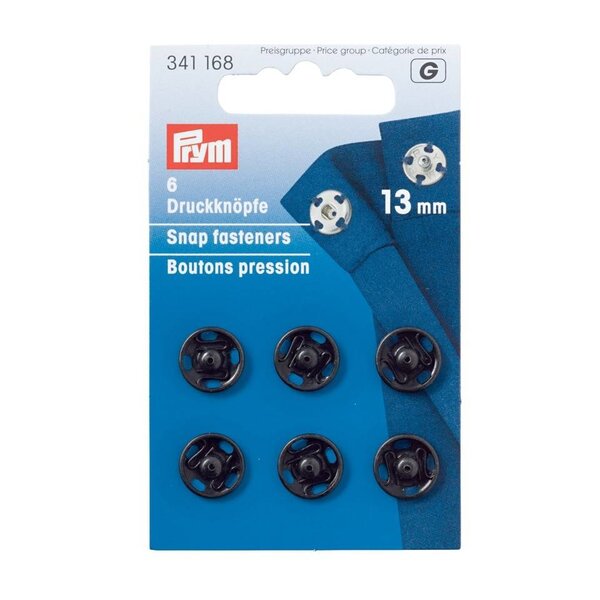 Prym opnaaidrukknoop 13mm zwart-6stuks