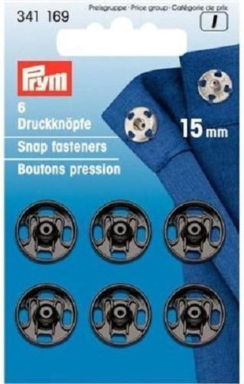Prym opnaaidrukknoop 15mm zwart-6stuks