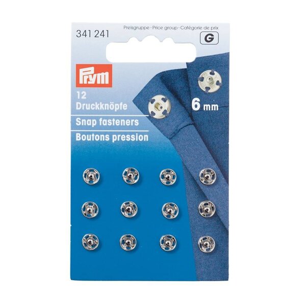 Prym opnaaidrukknoop  6mm zilver- 12stuks