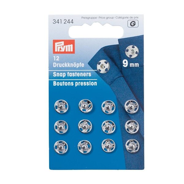 Prym opnaaidrukknoop 9m  zilver-12stuks