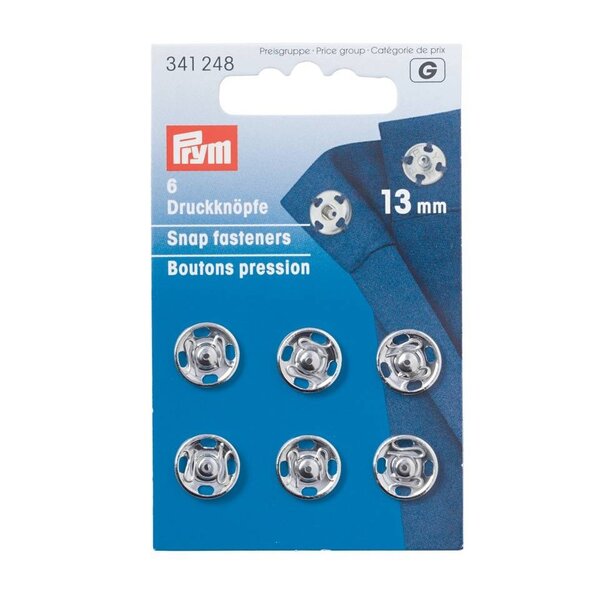 Prym opnaaidrukknoop 13mm zilver-6stuks