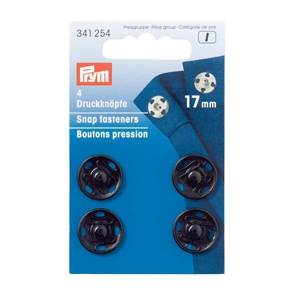 Prym opnaaidrukknoop 17mm zwart-4stuks