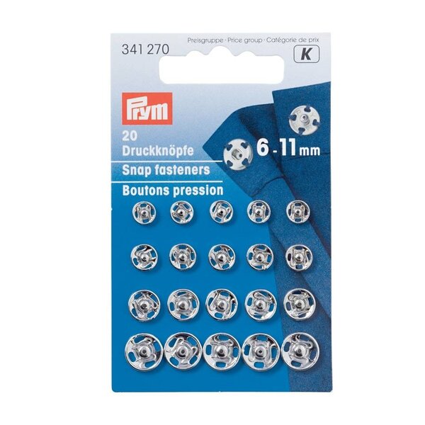 Prym opnaaidrukknoop 6-11mm zilver-20stuks