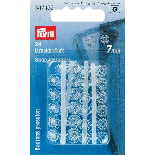 Prym opnaaibare drukknoop 7mm transparant-24stuks