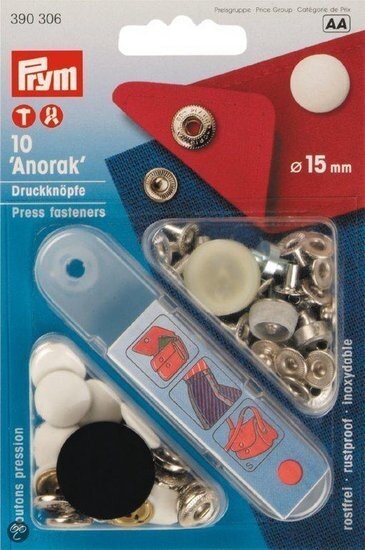 Prym Naaivrijdrukknopen ANORAK MS kap gelakt wit 15 mm
