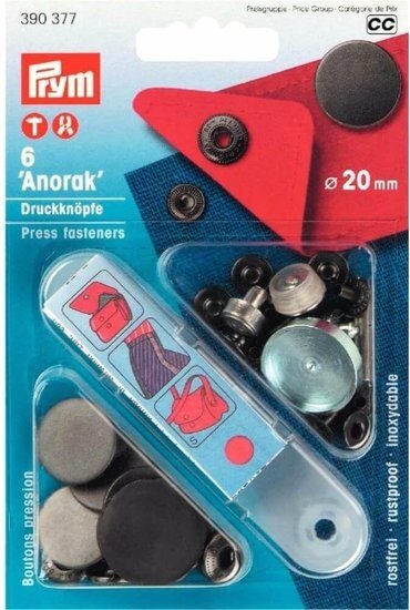 Naaivrijdrukknoop Anorak 20 mm Brons Mat - 6 stuks