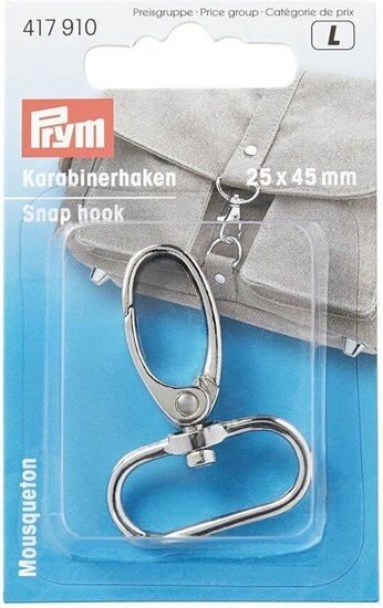Karabijnhaak 25 mm zilverkleurig