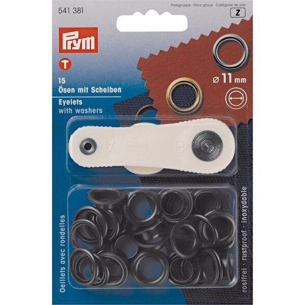 Prym ringen met schijven 11mm zwart-15st