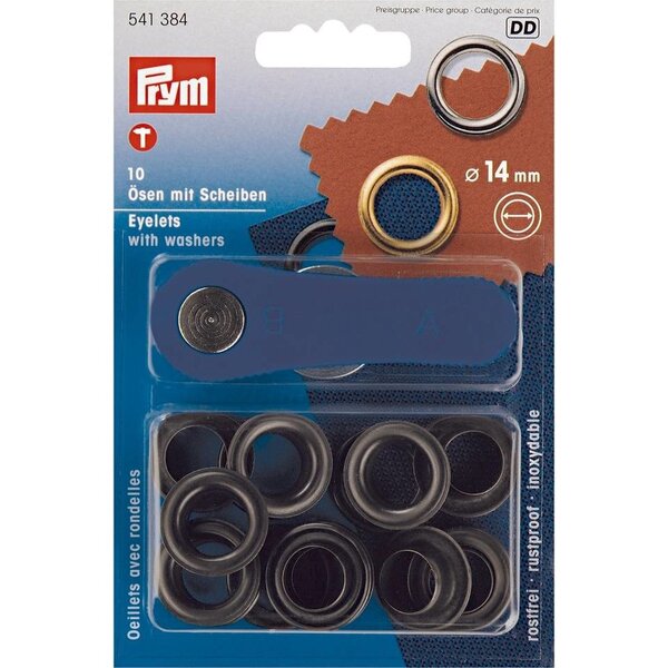 Prym ringen en schijven 14mm  zwart-10st