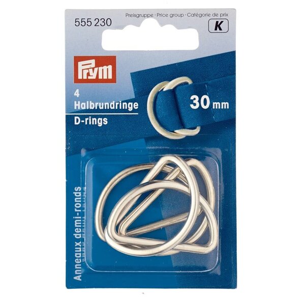 Prym D-ringen 30mm mat zilver- 4 stuks