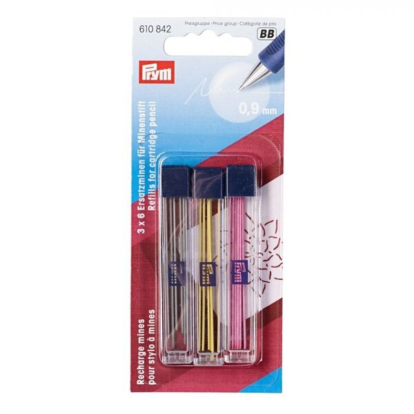 Prym Vervangstiften voor vulpotlood Geel/Zwart/Fuchsia