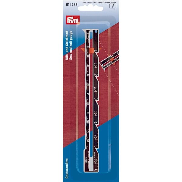Prym Naai- en breimeetlat met cm en inch schaal 12,5 cm/6 inch