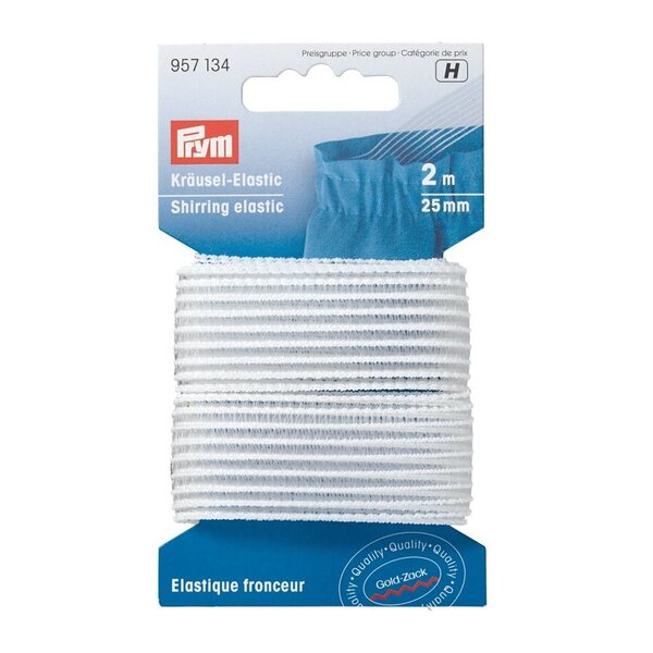 Rimpelelastiek 25 mm wit