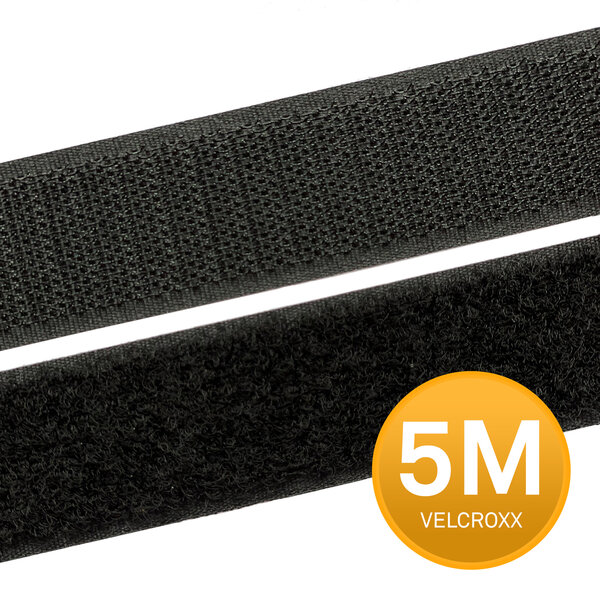 Klittenband Naaibaar Zwart 25 mm - 5 meter