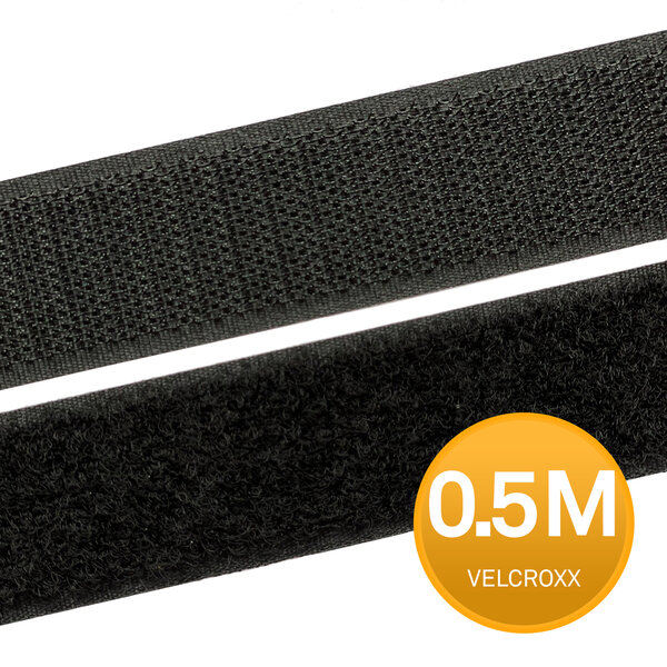 Klittenband Naaibaar Zwart 25 mm  - 0.5 meter