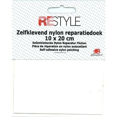 Plakbaar Nylon Reparatiedoek - Wit - 10 x 20 cm- 1 stuk