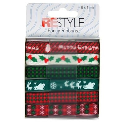 Kerstmis Lint - 10 mm 6 x 1 meter