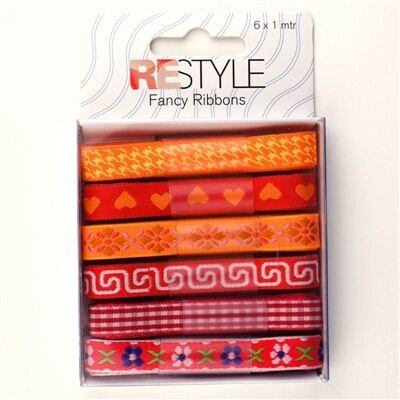 Lint 10 mm 6 x 1 meter - rood/oranje