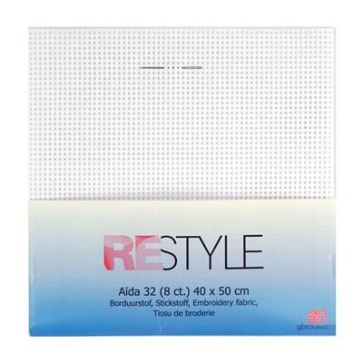 Borduurstof Aida 32, 8 count - wit