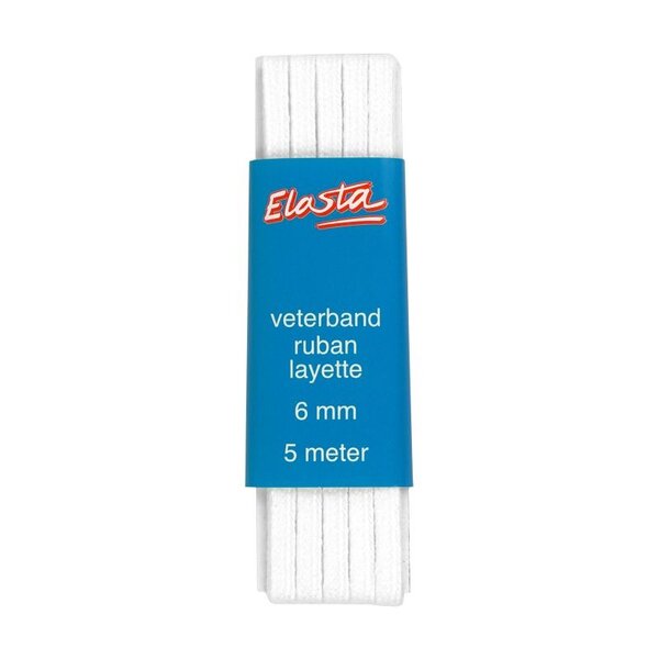 Elasta K.106 Veterband Wit (kaart) 6 mm - 5 mtr